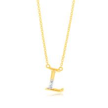 Load image into Gallery viewer, Initial L Diamond Pendant in 9ct Yellow Gold