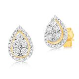 9ct Yellow Gold 1/6 Carat Diamond Pear Stud Earrings