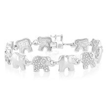 Load image into Gallery viewer, Sterling Silver Diamond Elephant 19.5cm Bracelet