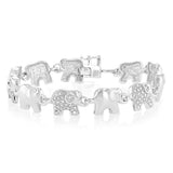 14 Diamonds Elephant 19.5cm Bracelet in Sterling Silver