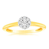 9ct Yellow Gold Diamond Ring with 9 Brilliant Cut Diamonds