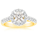 18ct Yellow Gold 1.00 Carat Diamond Ring With 0.50 Carat Australian Diamond