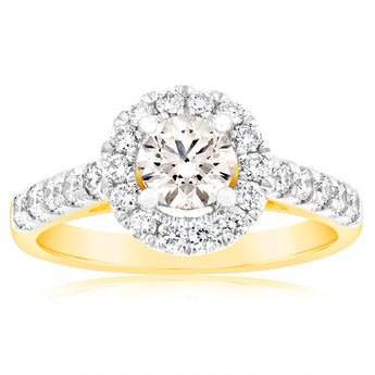 18ct Yellow Gold 1.00 Carat Diamond Ring With 0.50 Carat Australian Diamond