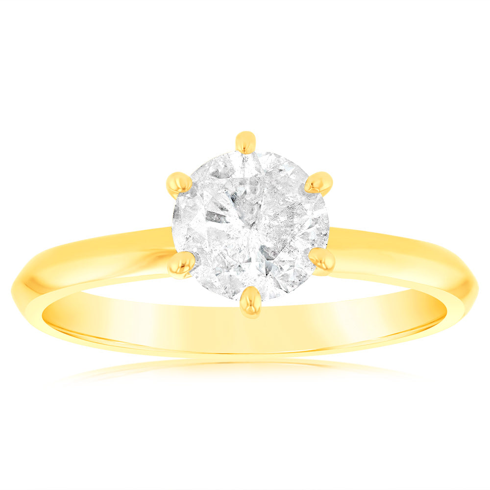 14ct Yellow Gold Solitaire Ring with 1.00 Carat HJ P1/3 Diamond