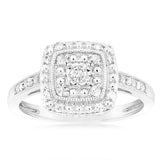 1/6 Carat Diamond Cushion Ring in Sterling Silver