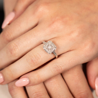 1/6 Carat Diamond Cushion Ring in Sterling Silver