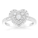 1/6 Carat Diamond Heart Ring in Sterling Silver