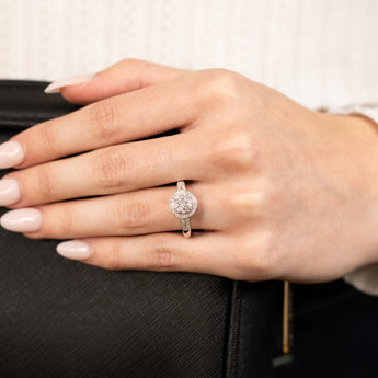 1/10 Carat Diamond Cluster Ring in Sterling Silver