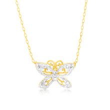 Load image into Gallery viewer, 1/10 Carat Diamond Butterfly Pendant in Gold Plated Silver