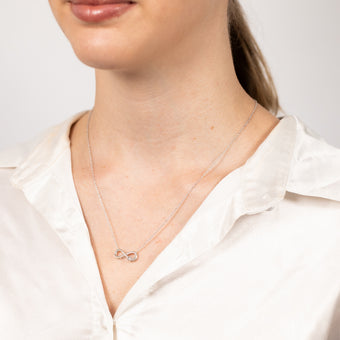 Sterling Silver Diamond Infinity Pendant on 46cm Rope Chain