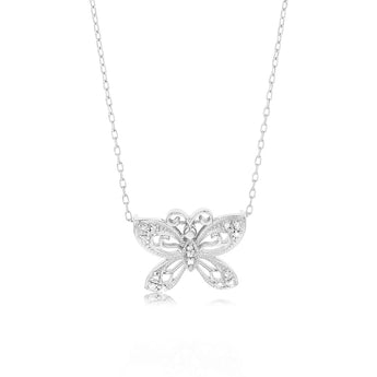 1/10 Carat Diamond Butterfly Pendant in Sterling Silver