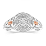 Sterling Silver & 9ct Yellow Gold Diamond Ring with 19 Brilliant Cut Diamonds