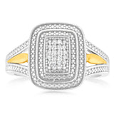 Sterling Silver & 9ct Yellow Gold Diamond Ring with 20 Brilliant Cut Diamonds