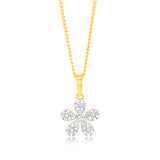 1/10 Carat Diamond Flower Pendant in 9ct Yellow Gold