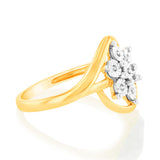 9ct Whitte & Yellow Gold Cross Over Diamond Ring