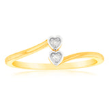 2Heart Shaped Diamond Ring in 9ct Yellow Gold