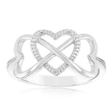 Infinity Heart Shaped Diamond Ring In Sterling Silver