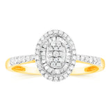 9ct Yellow Gold Oval Shaped Ring in 0.30 Carat Natural Diamonds