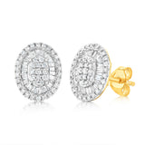 9ct Yellow Gold Oval Shaped Stud Earrings in 1/2 Carat Natural Diamonds