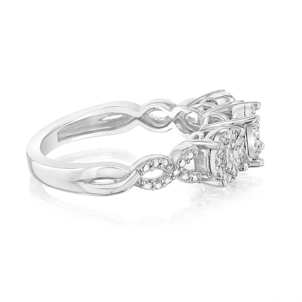 Sterling Silver Trilogy Ring with 1/5 Carat Diamonds Grahams Jewellers