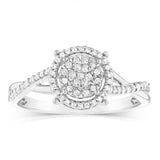 Sterling Silver 1/5 Carat Diamond Round Shaped Wrapped Band Ring