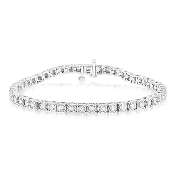 Sterling Silver 0.95 Carat  Diamond 18cm Tennis Bracelet with Brilliant Cut Diamonds