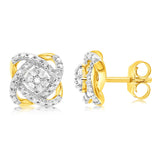 Gold Plated Sterling Silver Stud Earrings in 1/5 Carat Natural Diamonds