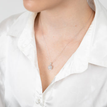 Sterling Silver 1/5 Carat Natural Diamond Cushion Shaped Pendant on 46cm Chain