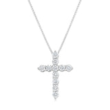 14ct White Gold 1.90 Carat Diamond Cross Pendant with Round Brilliant Cut Diamond on 45cm Chain