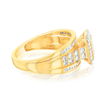 9ct Yellow Gold 1/2 Carat Diamond Ring set with 86 Round Brilliant Cut Diamonds