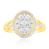 9ct Yellow Gold 1/10 Carat Diamond Ring set with 64 Round Brilliant Cut Diamonds