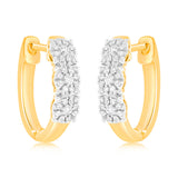 9ct Yellow Gold 1/10 Carat Diamond Hoop Earrings set with 54 Round Brilliant Cut Diamonds