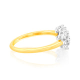 1/10 Carat Diamond Ring with 19 Round Brilliant Diamonds in 9ct Yellow Gold