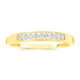 9ct Yellow Gold Eternity Straight Ring with 9 Brilliant Cut Diamonds