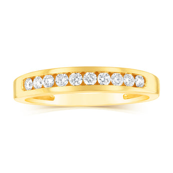 9ct Yellow Gold 1/4 Carat Diamond Eternity Ring with 10 Brilliant Diamonds