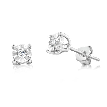 9ct White Gold 5 Points Diamond Stud Earrings
