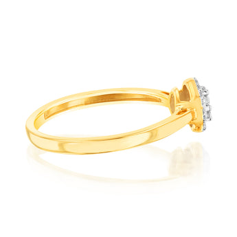9ct Yellow Gold 1/7 Carat Diamond Cluser Halo Ring