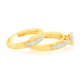 9ct Yellow Gold Cushion Shaped Bridal Ring Set in 0.30 Carat Natural Diamonds
