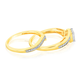 9ct Yellow Gold 1/3 Carat Diamond 2-Ring Bridal Set
