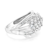10ct White Gold 1.4 Carat Diamond Ring with Round Brilliant and Tapered Baguette Diamonds