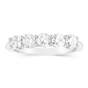 14ct White Gold 0.95 Carat Diamond Eternity Ring with 5 Round Brilliant Cut Diamonds