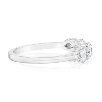 14ct White Gold 0.95 Carat Diamond Eternity Ring with 5 Round Brilliant Cut Diamonds