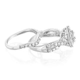 14ct White Gold 1.95 Carat Diamond Bridal 2 Ring set with Pear Centre Diamond Surrounded by Brilliant Cut Diamond Halo
