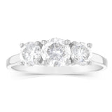 14ct White Gold 1.5 Carat Diamond Trilogy Ring with 3 Round Brilliant Cut Diamonds