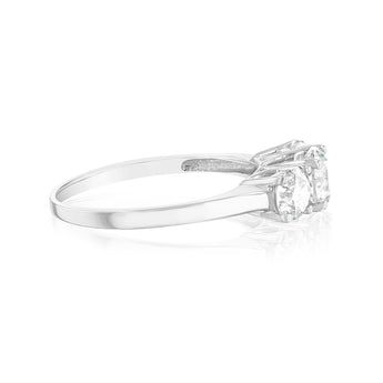 14ct White Gold 1.5 Carat Diamond Trilogy Ring with 3 Round Brilliant Cut Diamonds