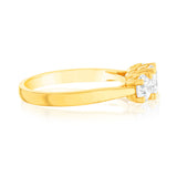 14ct Yellow Gold 1.5 Carat Diamond Trilogy Ring with 3 Round Brilliant Cut Diamonds