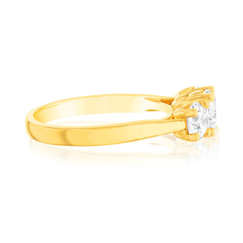 14ct Yellow Gold 1.5 Carat Diamond Trilogy Ring with 3 Round Brilliant Cut Diamonds