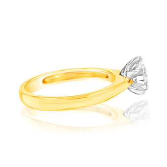 18ct  Yellow Gold 0.80 Carat Diamond Solitaire Ring with 6 Claw Knife Edge Setting