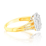 1 Carat Oval Shaped Diamond Ring in 9ct Yellow Gold & Sterling Silver