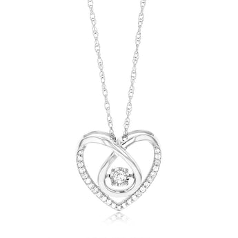 Sterling Silver Heart Shaped Pendant in 1/5 Carat Natural Diamonds